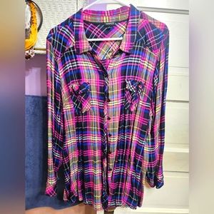 Torrid 3 Button Down Long Sleeve Plaid Shirt
